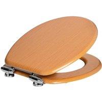 Harbour Housewares Soft Close Toilet Seat - MDF Wooden Lid Easy Install Quiet Close in Pale Orange