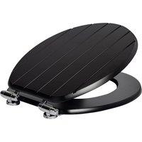 Harbour Housewares Soft Close Toilet Seat - MDF Wooden Lid Easy Install Quiet Close in Black
