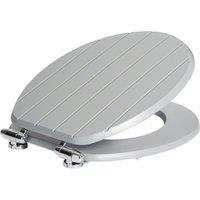 Harbour Housewares Soft Close Toilet Seat - MDF Wooden Lid Easy Install Quiet Close in Grey