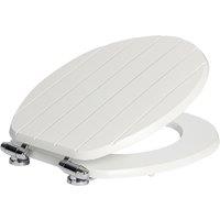 Harbour Housewares Soft Close Toilet Seat - MDF Wooden Lid Easy Install Quiet Close in White