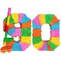 Fax Potato Pinata Set with Stick & Blindfold 90th Birthday / Anniversary Rainbow