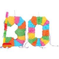 Fax Potato Pinata Set with Stick & Blindfold - 30th Birthday/Anniversary Rainbow