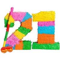 Fax Potato Pinata Set with Stick & Blindfold 21st Birthday / Anniversary Rainbow