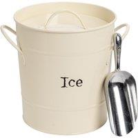 Harbour Housewares Ice Bucket with Scoop - Vintage Metal Bar Cooler Bucket Drinks Cooling Tin in Cream