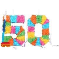 Fax Potato 50th Birthday Pinata Set with Stick & Blindfold - Blue Stick