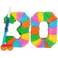 Fax Potato 30th Birthday Pinata Set with Stick & Blindfold - Blue Stick