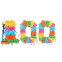 Fax Potato 100th Birthday Pinata Set with Stick & Blindfold - Blue Stick
