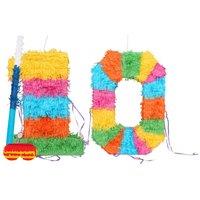 Fax Potato 10th Birthday Pinata Set with Stick & Blindfold - Blue Stick