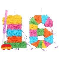 Fax Potato 16th Birthday Pinata Set with Stick & Blindfold - Pink Stick