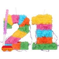 Fax Potato 21st Birthday Pinata Set with Stick & Blindfold - Pink Stick