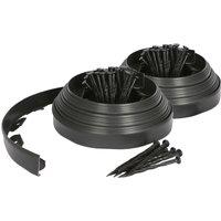 Harbour Housewares 20m Flexible Plastic Lawn Edging Path Grass Border with Plastic Pegs in Black