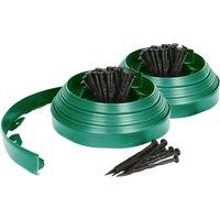 Harbour Housewares 20m Flexible Plastic Lawn Edging Path Grass Border with Plastic Pegs in Green