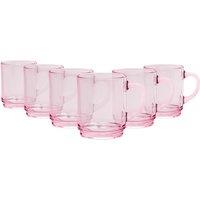 Duralex Versailles Glass Coffee Mugs - 260ml Cups - Pack of 6 in Pink