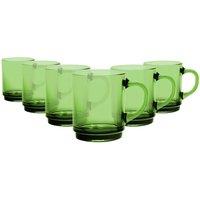 Duralex Versailles Glass Coffee Mugs - 260ml Cups - Pack of 6 in Green