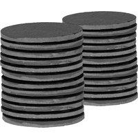 Argon Tableware Linea Round Slate Coasters - 10cm - 24x Natural Black Stone Home Kitchen Drink Coffee Cup Glass Holder Table Mat Placemats