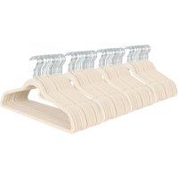 Harbour Housewares 100x Velvet Hangers - Non-Slip Coat Clothes Hangers with Trouser Bar in Ivory