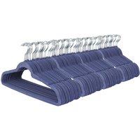 Harbour Housewares 100x Velvet Hangers - Non-Slip Coat Clothes Hangers with Trouser Bar in Blue