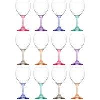 LAV 260ml Misket Wine Glasses - Coloured Stem - Pack of 12 | Size: 12 Pack