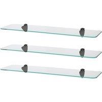 Harbour Housewares 3x Rounded Floating Glass Shelves - 60cm Bathroom Storage Display Unit in Black