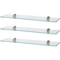 Harbour Housewares 3x Rounded Floating Glass Shelves - 60cm Bathroom Storage Display Unit in Gold
