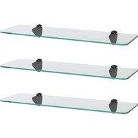 Harbour Housewares 3x Rounded Floating Glass Shelves - 50cm Bathroom Storage Display Unit in Black