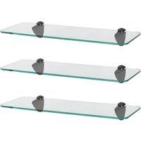 Harbour Housewares 3x Rounded Floating Glass Shelves - 40cm Bathroom Storage Display Unit in Black