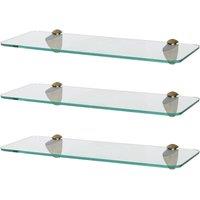 Harbour Housewares 3x Rounded Floating Glass Shelves - 40cm Bathroom Storage Display Unit in Gold