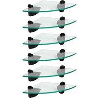 Harbour Housewares 6x Floating Glass Corner Shelves - 20cm Bathroom Storage Display Unit in Black