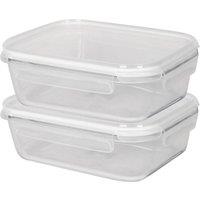 Harbour Housewares 1.5L Glass Food Storage Containers - Airtight Meal Prep Tubs - 2 Pack in White