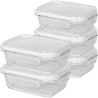 Harbour Housewares 640ml Glass Food Storage Containers - Airtight Meal Prep Tubs - 5 Pack in White