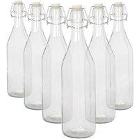 Argon Tableware 1.1L Glass Bottles with Swing Top Reusable Water Brewing - Pack of 6 in Clear