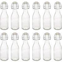 Argon Tableware 250ml Glass Bottles with Swing Top Reusable Water Brewing - Pack of 12 in Clear