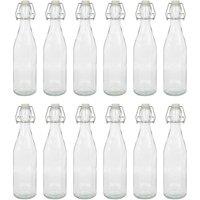 Argon Tableware 520ml Glass Bottles with Swing Top Reusable Water Brewing - Pack of 12 in Clear