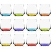 LAV Lal Glass Tumblers - 345ml - Coloured Base - Pack of 12