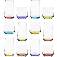 LAV 12pc Lal Glassware Set - Coloured Base
