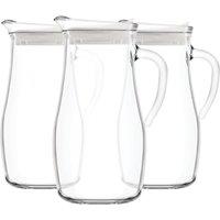LAV 3x 1.8L Misket Glass Water Jug with White Silicone Lid Pitcher Bottle in Clear