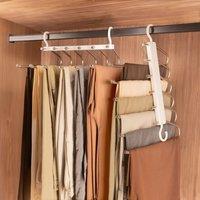 Harbour Housewares Space-Saving Trouser Hangers - 6-in-1 - White - Pack of 6 | Size: 6 Pack