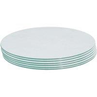 Harbour Housewares 6x Round Glass Placemats - 30cm - Dining Table Place Mats Protectors in White