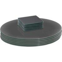 Harbour Housewares 12pc Round Glass Placemats & Square Coasters - 30cm Protection Mats in Grey
