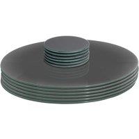 Harbour Housewares 12pc Round Glass Placemats & Round Coasters Set - 30cm Protection Mats in Grey