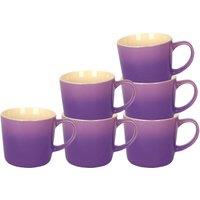 Argon Tableware 330ml Ombre Coffee Mugs - Set of 6 - Glazed New Bone China Tea Mug in Purple