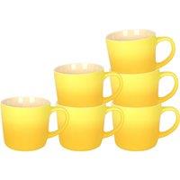 Argon Tableware 330ml Ombre Coffee Mugs - Set of 6 - Glazed New Bone China Tea Mug in Yellow