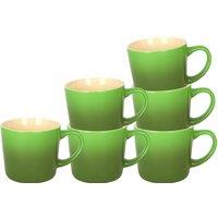 Argon Tableware 330ml Ombre Coffee Mugs - Set of 6 - Glazed New Bone China Tea Mug in Green