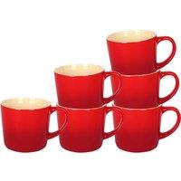 Argon Tableware 330ml Ombre Coffee Mugs - Set of 6 - Glazed New Bone China Tea Mug in Red
