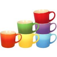 Argon Tableware 330ml Ombre Coffee Mugs - Set of 6 - Glazed New Bone China Tea Mug