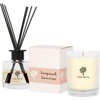 Nicola Spring 160g Soy Wax Scented Candle & Reed Diffuser Set - Tropical Sunrise in Clear