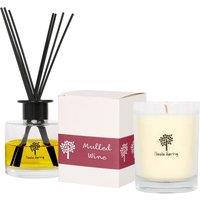 Nicola Spring 160g Soy Wax Scented Candle & Reed Diffuser Set - Mulled Wine in Clear