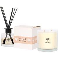 Nicola Spring 400g Soy Wax Scented Candle & Reed Diffuser Set - Tropical Sunrise in Clear