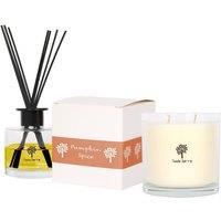 Nicola Spring 400g Soy Wax Scented Candle & Reed Diffuser Set - Pumpkin Spice in Clear