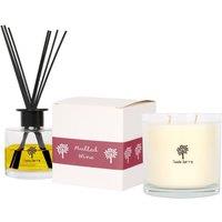 Nicola Spring 400g Soy Wax Scented Candle & Reed Diffuser Set - Mulled Wine in Clear